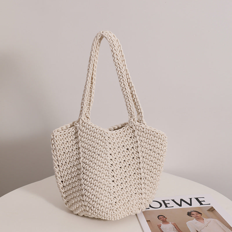 South Korea Vintage Shoulder Cotton Thread Woven Bag Crochet Handbag Straw Bag Vacation Beach Bag Bella Mia